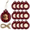 Wrapables Christmas Holiday Buffalo Plaid Wooden Photo Frame Ornaments with Jute String (Set of 12)